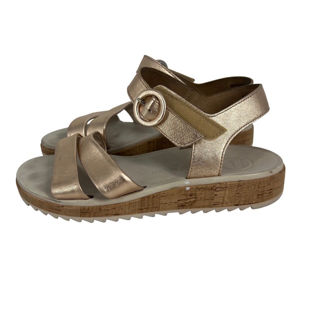 Paul Green Super Soft Metallic Rose Gold Wedge Sandals 44143 Size 5.5